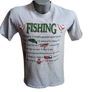 Men's Medium Vintage T-shirt Single Stitch "Fishing Jokes" Graphic 1990's USA